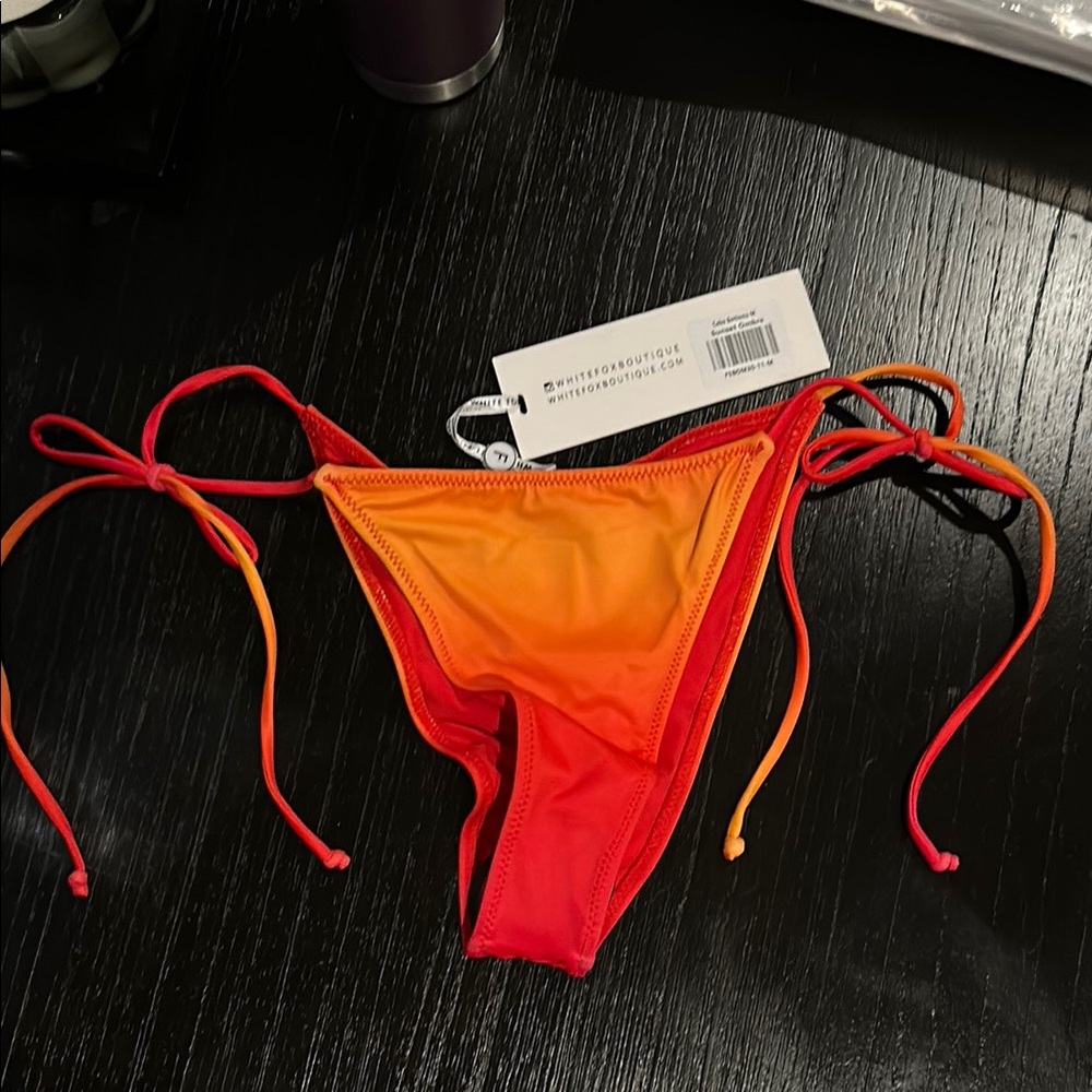 White Fox Swim Cabo String Bikini Bottom - Sunset Ombre